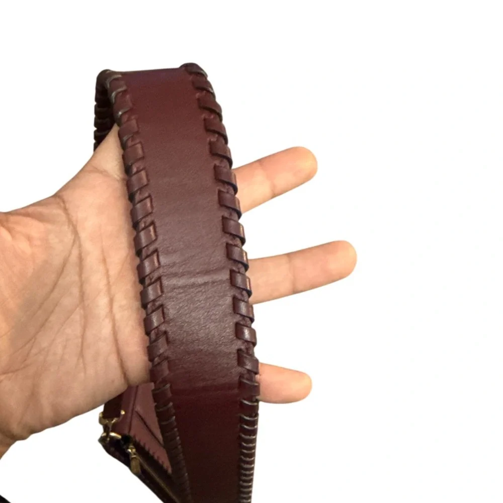 Michael Kors Gloria Pocket Stitched Leather Crossbody‎ leather oxblood bag